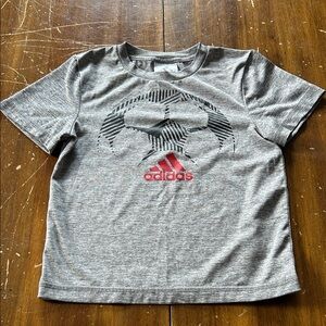 Adidas Kids Heather Gray and Red Soccer Tee